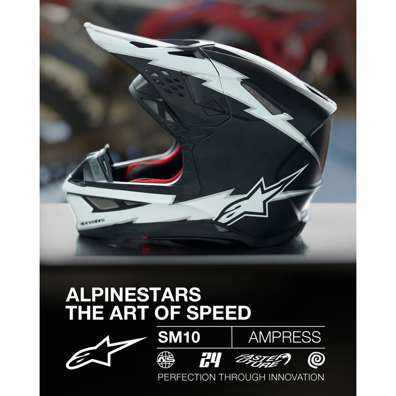 Alpinestars Supertech S-M10 Ampress мотокрос каска матово черно и бяло