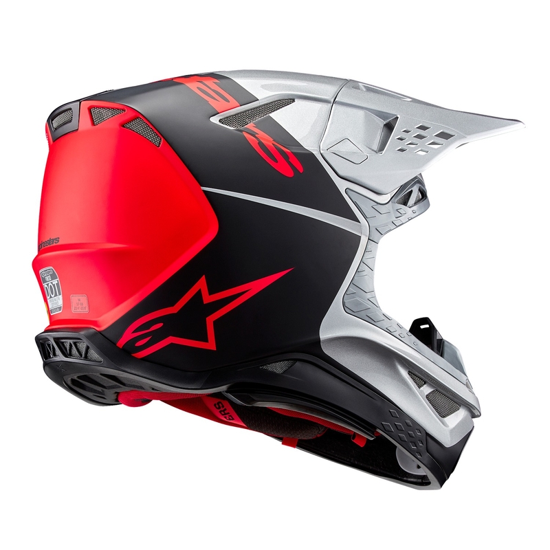 Alpinestars Supertech S-M10 Flood мотокрос каска матова сребристо-черно-оранжева флуо