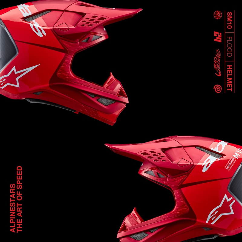 Alpinestars Supertech S-M10 Flood мотокрос каска матово флуо червено