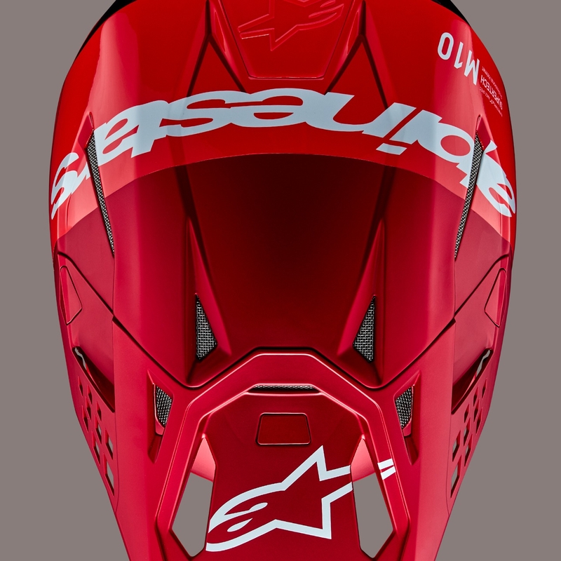 Alpinestars Supertech S-M10 Flood мотокрос каска матово флуо червено