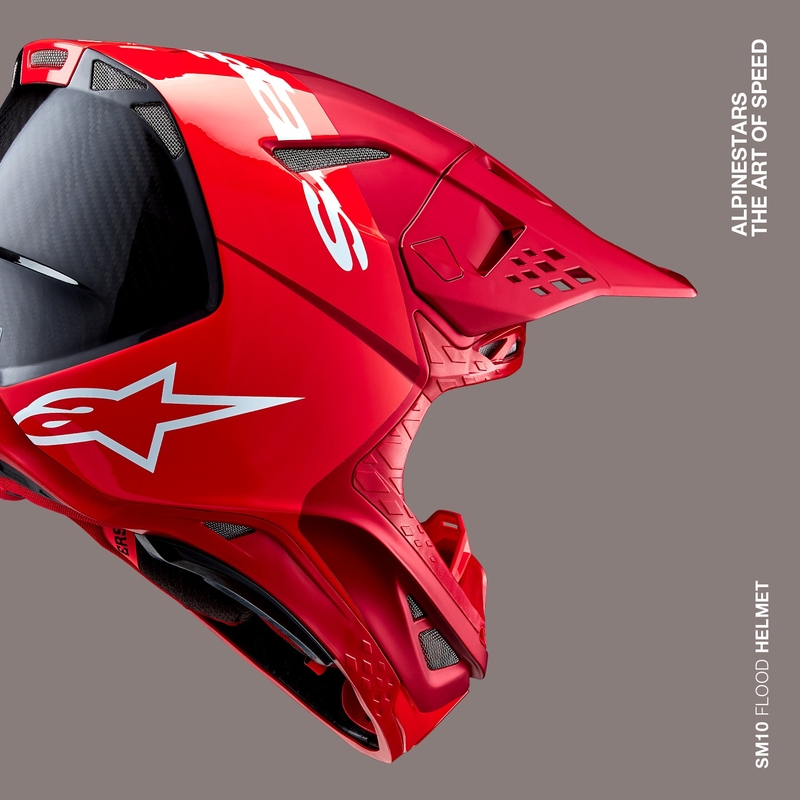 Alpinestars Supertech S-M10 Flood мотокрос каска матово флуо червено