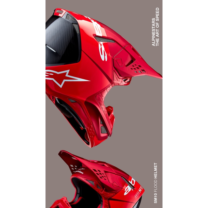 Alpinestars Supertech S-M10 Flood мотокрос каска матово флуо червено