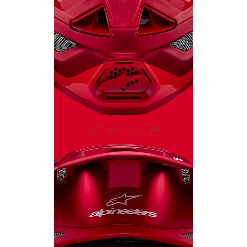 Alpinestars Supertech S-M10 Flood мотокрос каска матово флуо червено