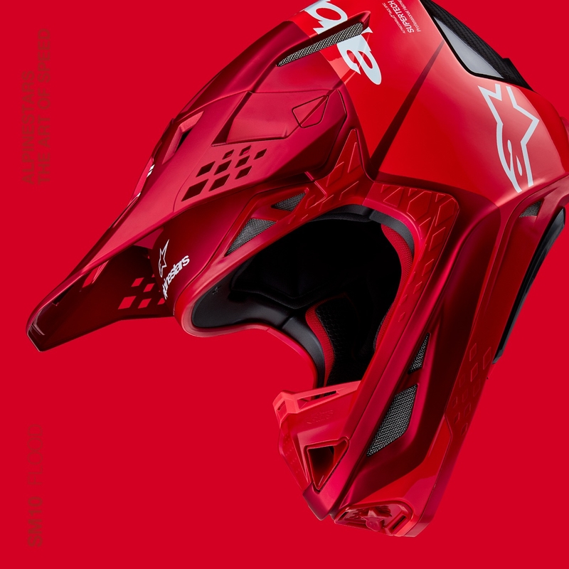 Alpinestars Supertech S-M10 Flood мотокрос каска матово флуо червено