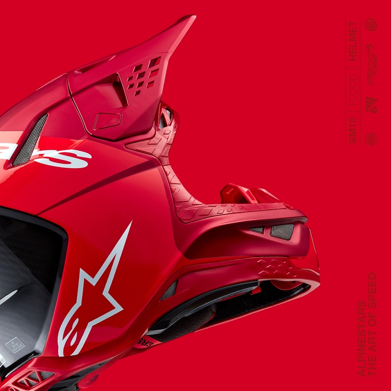 Alpinestars Supertech S-M10 Flood мотокрос каска матово флуо червено