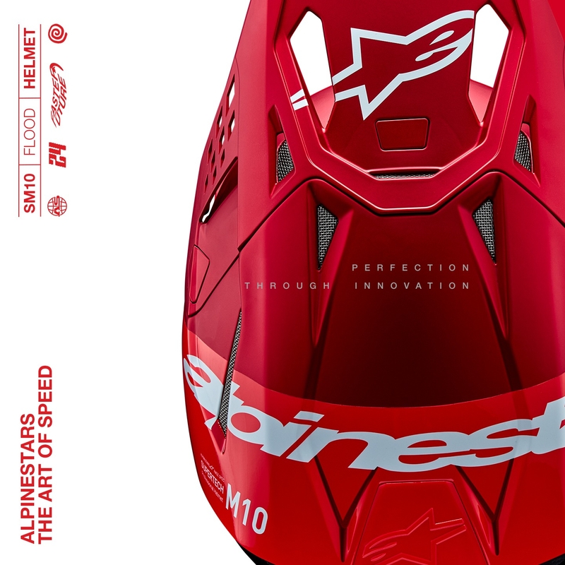 Alpinestars Supertech S-M10 Flood мотокрос каска матово флуо червено
