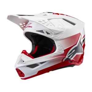 Мотокрос каска Alpinestars Supertech S-M10 Unite червено и бяло