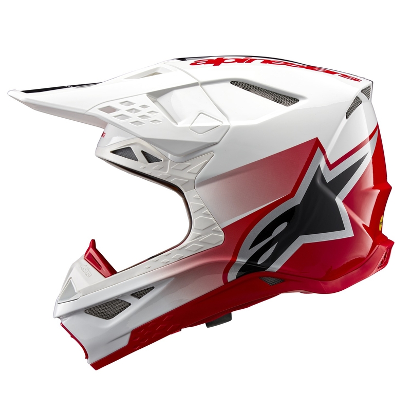 Мотокрос каска Alpinestars Supertech S-M10 Unite червено и бяло