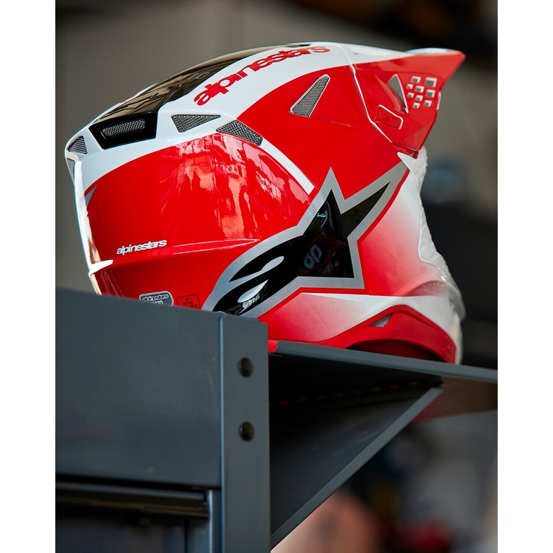 Мотокрос каска Alpinestars Supertech S-M10 Unite червено и бяло