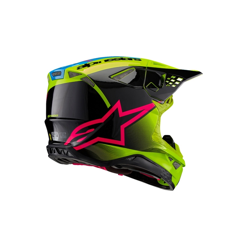 Alpinestars Supertech S-M10 Unite флуорово жълто-черно-розова мотокрос каска