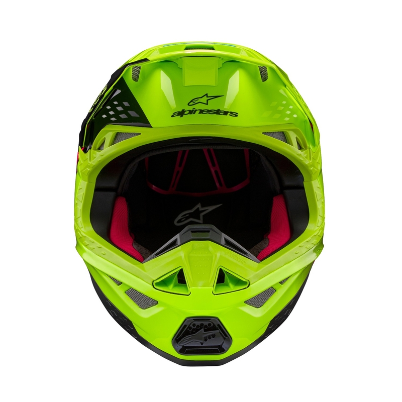 Alpinestars Supertech S-M10 Unite флуорово жълто-черно-розова мотокрос каска