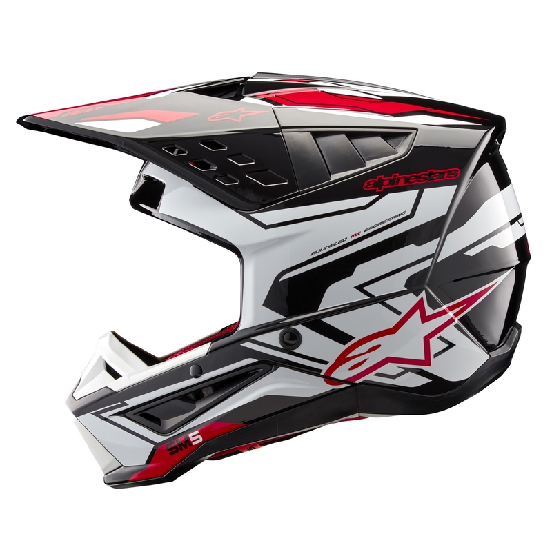 Alpinestars S-M5 Action 2 Black-White-Fluo Red Мотокрос каска