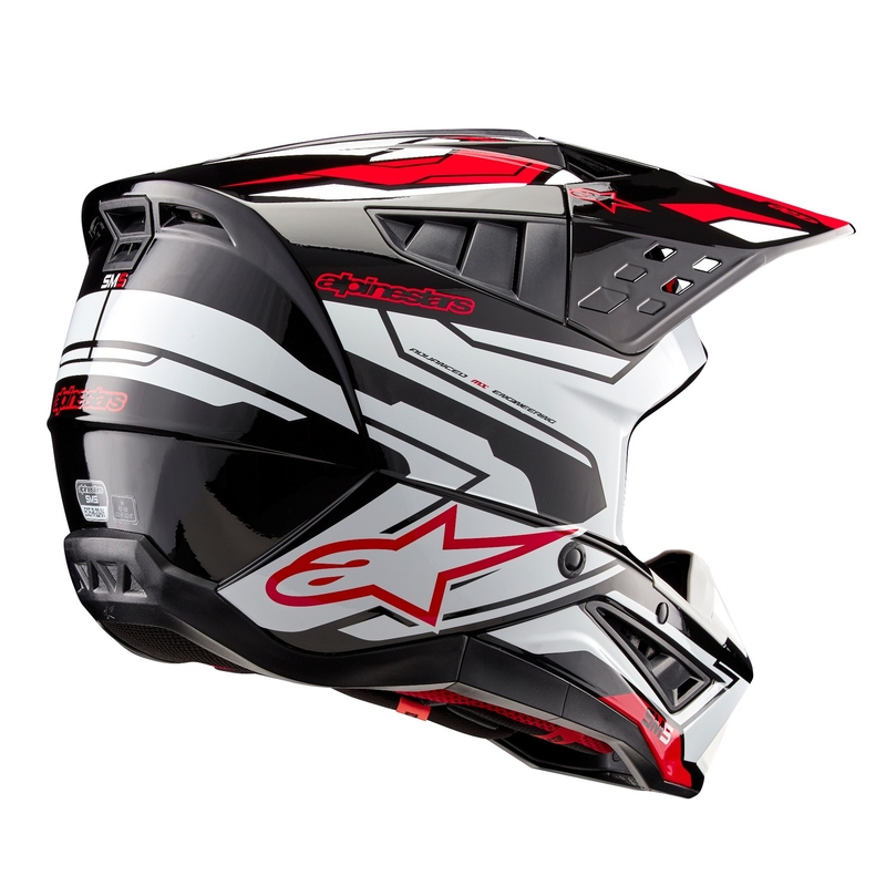 Alpinestars S-M5 Action 2 Black-White-Fluo Red Мотокрос каска