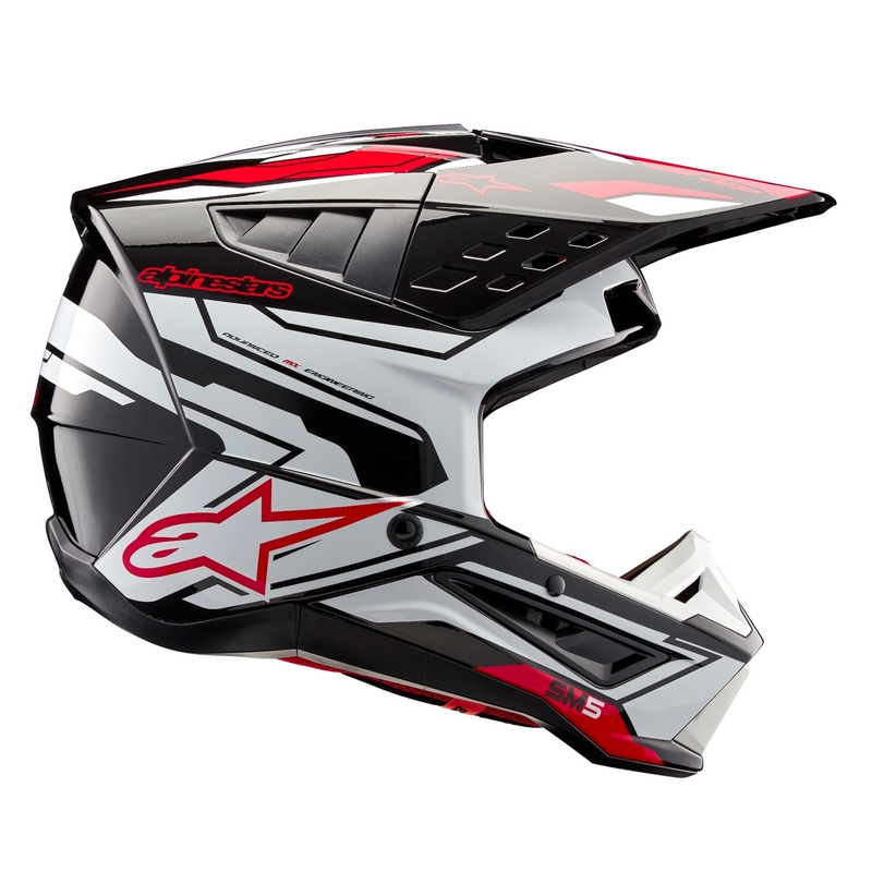 Alpinestars S-M5 Action 2 Black-White-Fluo Red Мотокрос каска