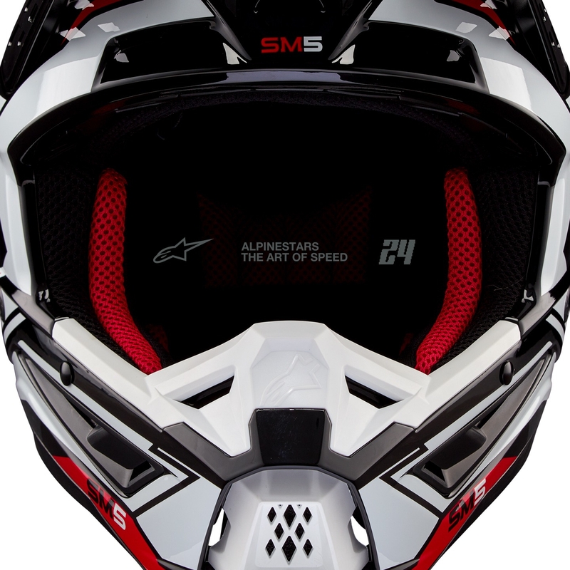 Alpinestars S-M5 Action 2 Black-White-Fluo Red Мотокрос каска