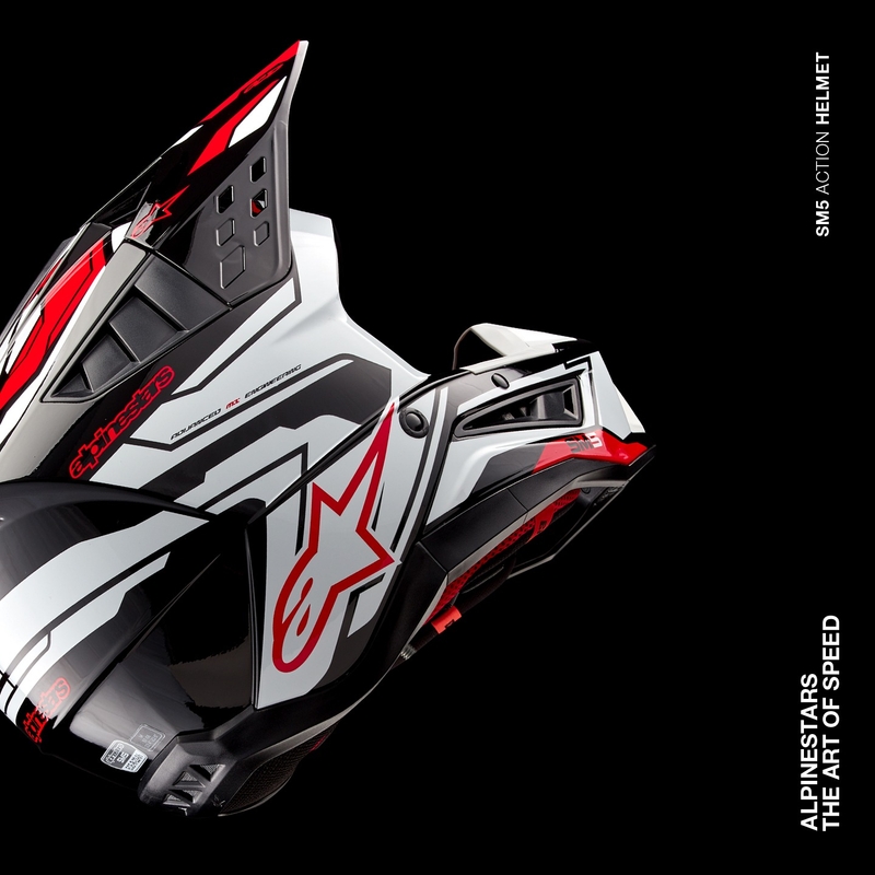 Alpinestars S-M5 Action 2 Black-White-Fluo Red Мотокрос каска