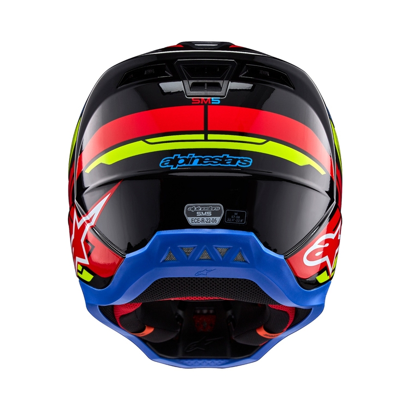 Alpinestars S-M5 Action 2 флуорово жълто-флуорово червено мотокрос каска