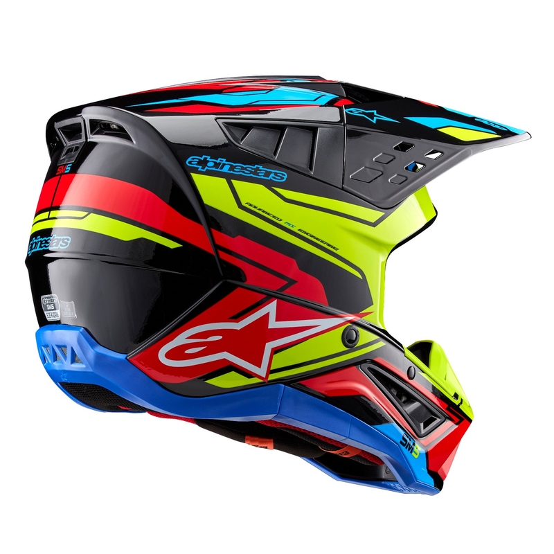 Alpinestars S-M5 Action 2 флуорово жълто-флуорово червено мотокрос каска