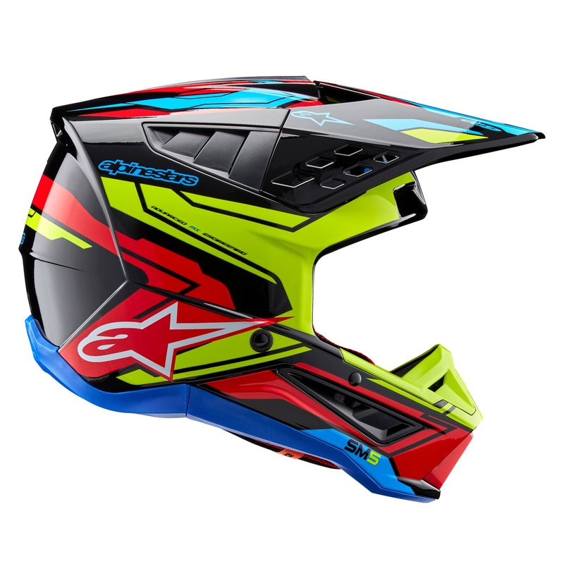 Alpinestars S-M5 Action 2 флуорово жълто-флуорово червено мотокрос каска