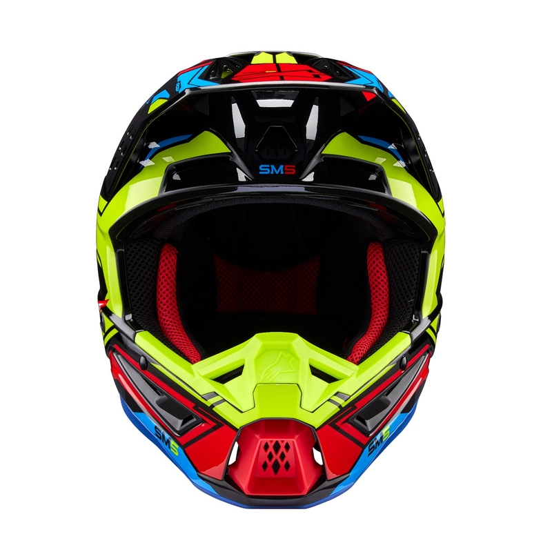 Alpinestars S-M5 Action 2 флуорово жълто-флуорово червено мотокрос каска