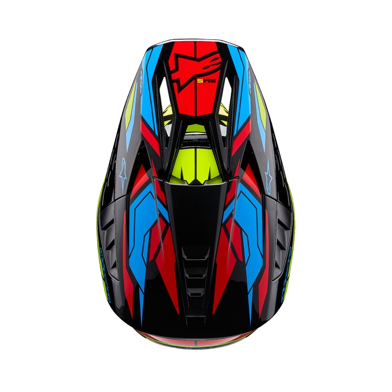 Alpinestars S-M5 Action 2 флуорово жълто-флуорово червено мотокрос каска