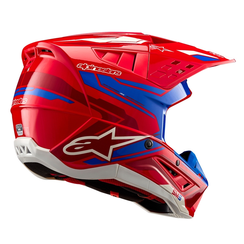 Alpinestars S-M5 Action 2 флуорово червено-синя мотокрос каска
