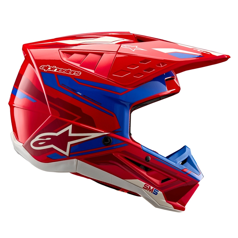 Alpinestars S-M5 Action 2 флуорово червено-синя мотокрос каска