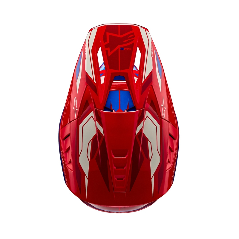 Alpinestars S-M5 Action 2 флуорово червено-синя мотокрос каска