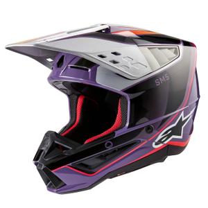 Alpinestars S-M5 Sail мотокрос каска лилаво-черно-сребърна