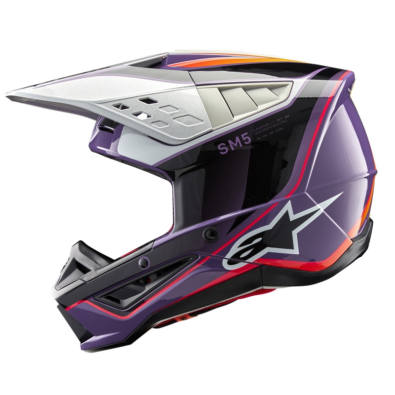 Alpinestars S-M5 Sail мотокрос каска лилаво-черно-сребърна