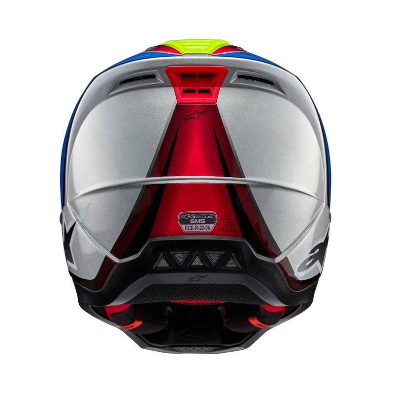 Мотокрос каска Alpinestars S-M5 Sail флуорово жълто-синьо-сребърна