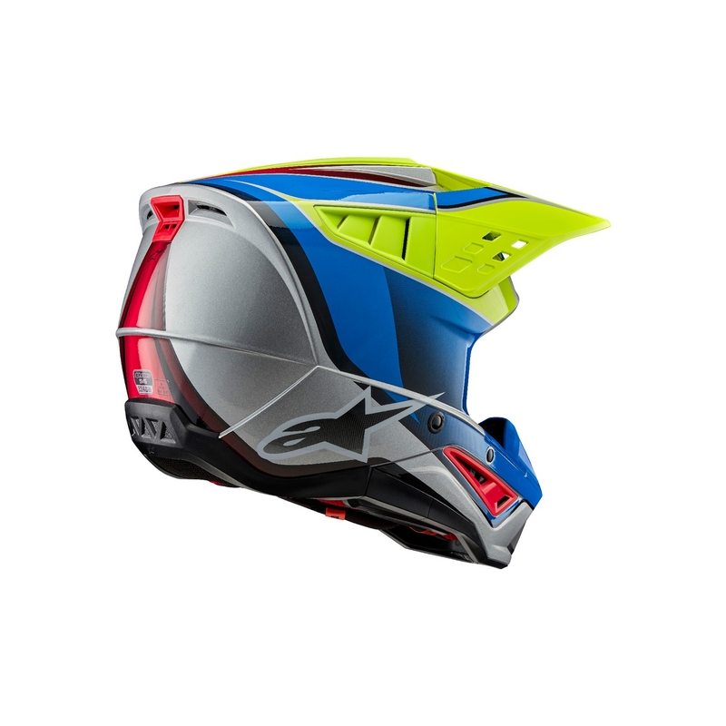 Мотокрос каска Alpinestars S-M5 Sail флуорово жълто-синьо-сребърна