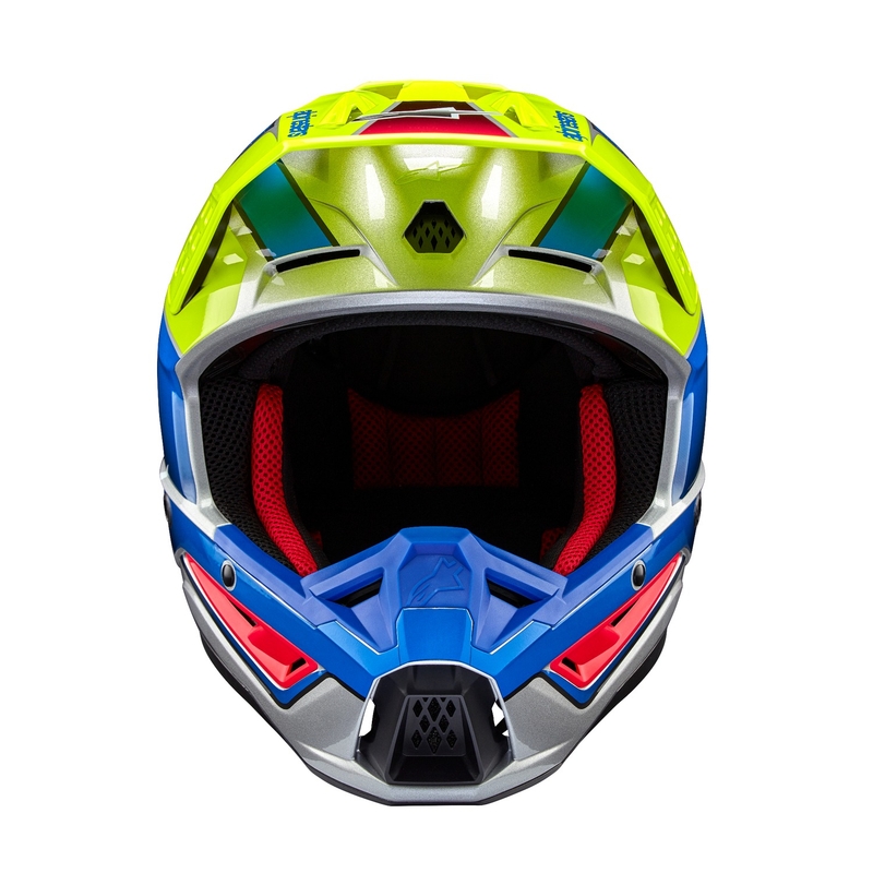 Мотокрос каска Alpinestars S-M5 Sail флуорово жълто-синьо-сребърна
