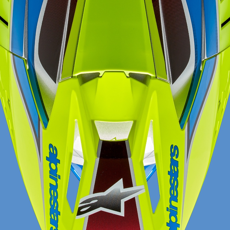 Мотокрос каска Alpinestars S-M5 Sail флуорово жълто-синьо-сребърна