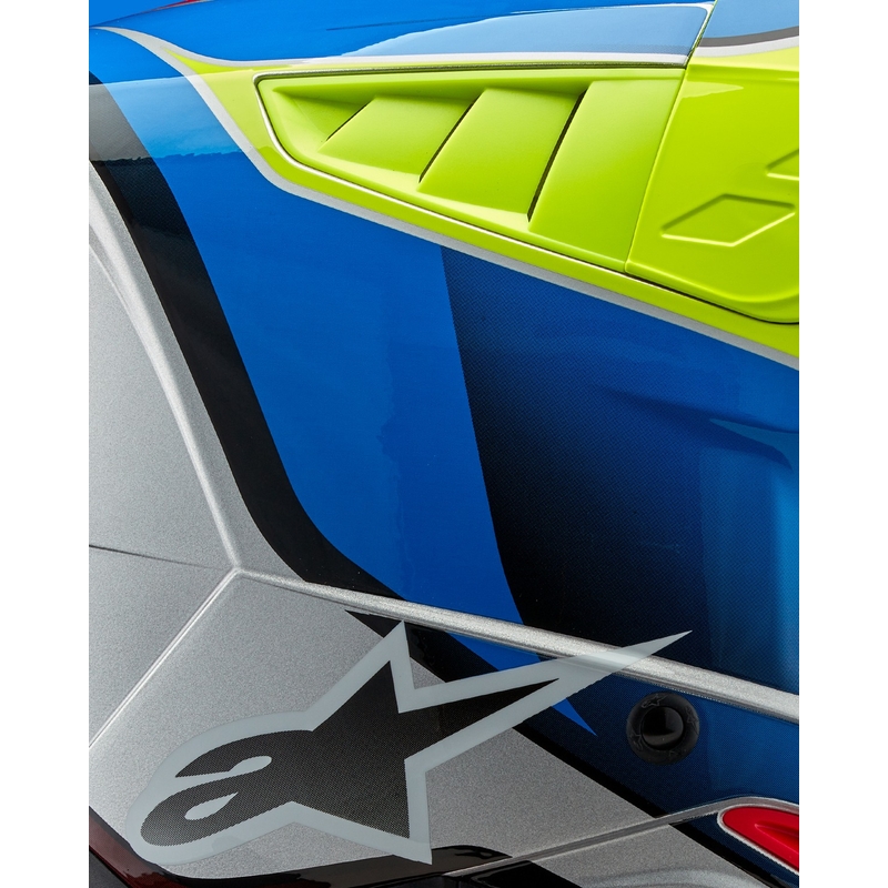 Мотокрос каска Alpinestars S-M5 Sail флуорово жълто-синьо-сребърна
