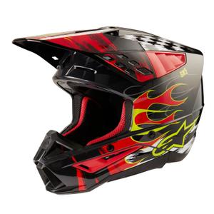 Alpinestars S-M5 Rash сиво-флуо червена мотокрос каска