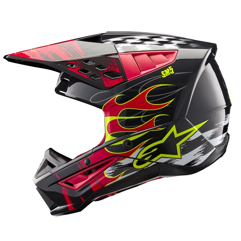 Alpinestars S-M5 Rash сиво-флуо червена мотокрос каска