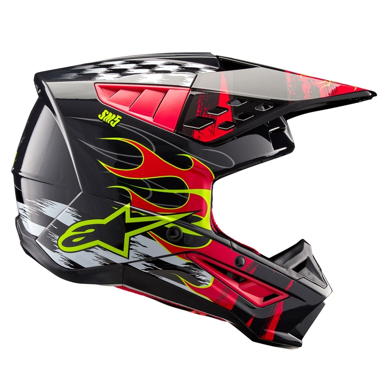 Alpinestars S-M5 Rash сиво-флуо червена мотокрос каска