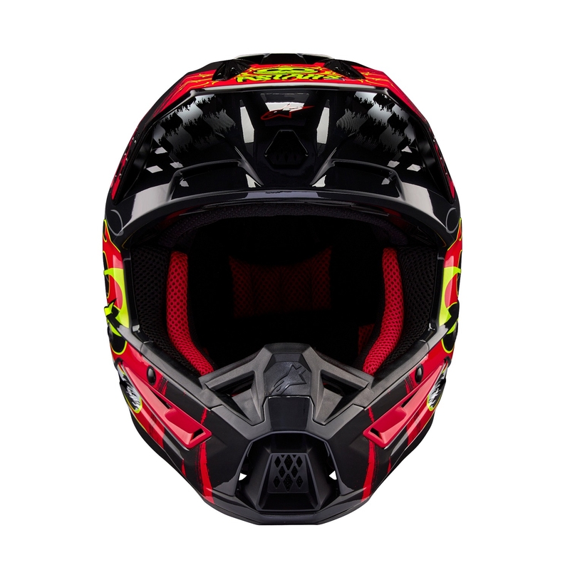 Alpinestars S-M5 Rash сиво-флуо червена мотокрос каска