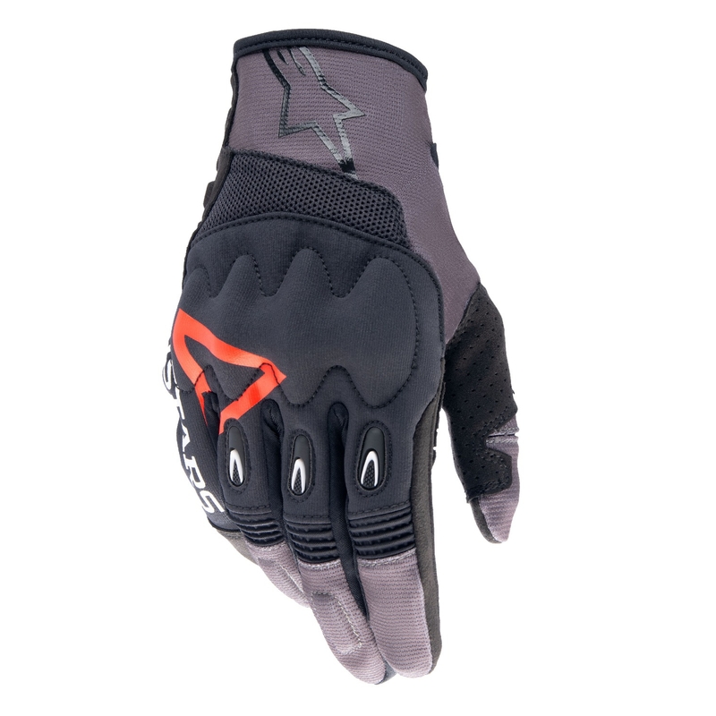 Alpinestars Techdura ръкавици за мотокрос черно-кафяво-флуо червено
