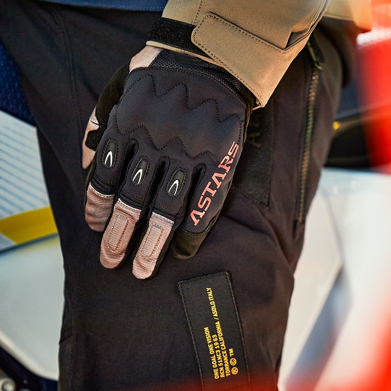 Alpinestars Techdura ръкавици за мотокрос черно-кафяво-флуо червено