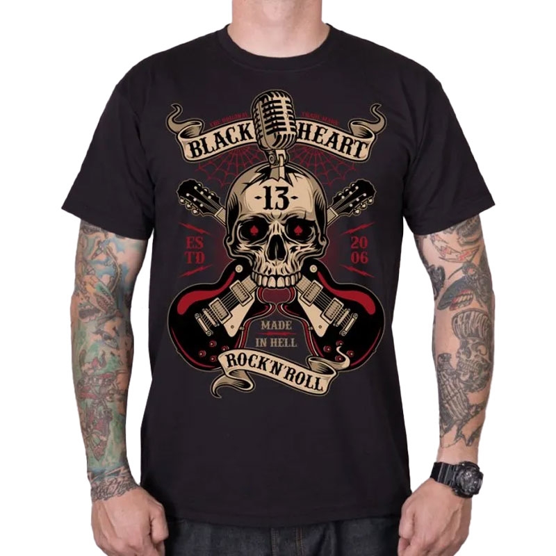 Тениска Black Heart Rock N Roll black