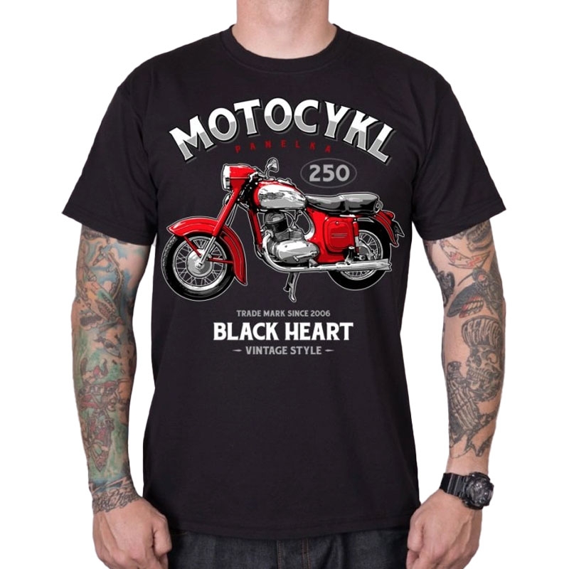 Тениска Black Heart Motorcycle Panelka black