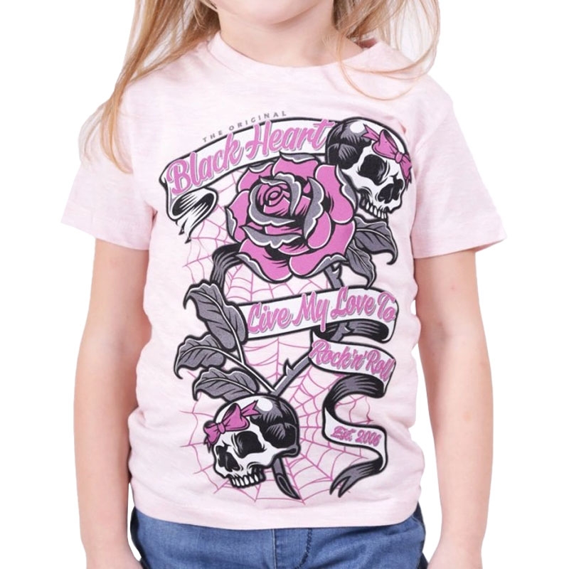 Детска тениска Black Heart Ribbon Rose pink