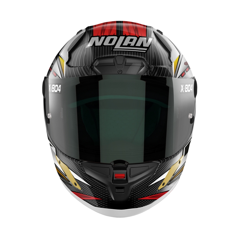 Nolan X-804 RS Ultra Carbon SBK интегрална мотоциклетна каска черно-червено-златна