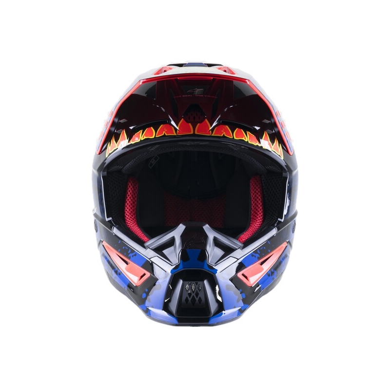Alpinestars S-M5 Solar Flare Черно-синьо-флуо червено-флуо жълто Мотокрос каска разпродажба