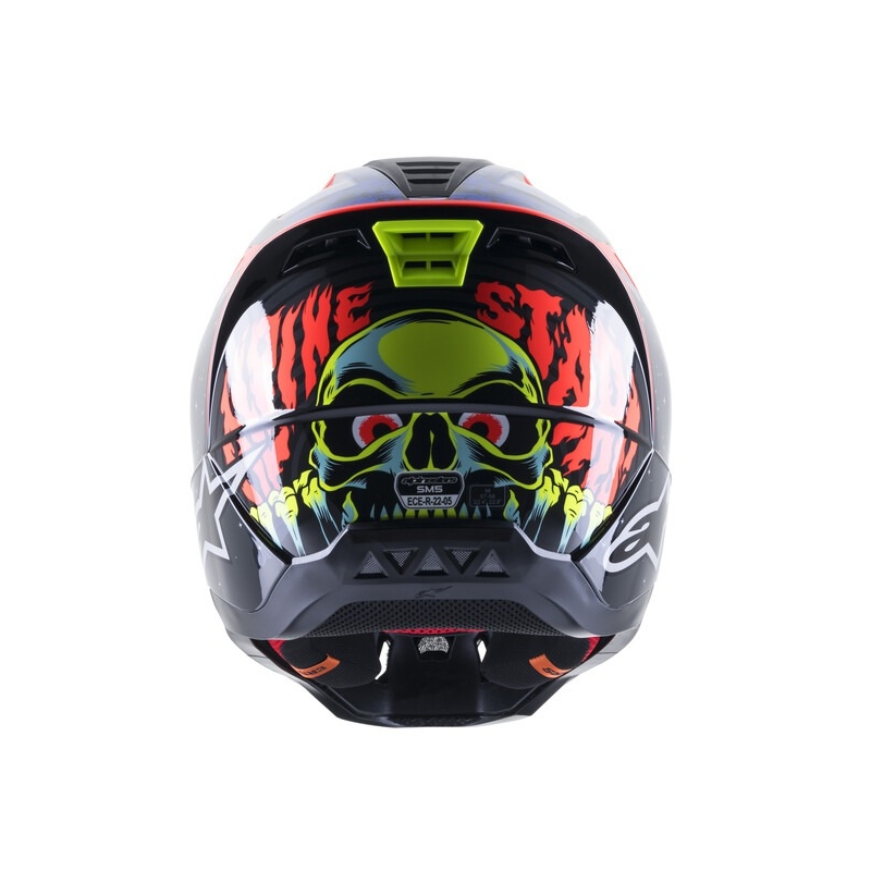 Alpinestars S-M5 Solar Flare Черно-синьо-флуо червено-флуо жълто Мотокрос каска разпродажба