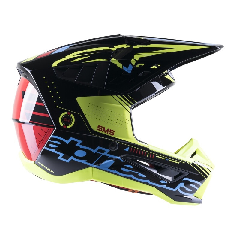 Motokrosová helma Alpinestars S-M5 Action fluo žluto-černo-modro- tmavě červená