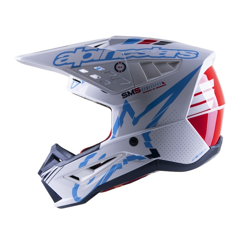 Motokrosová helma Alpinestars S-M5 Action bílo-modro-černo-tmavě červená