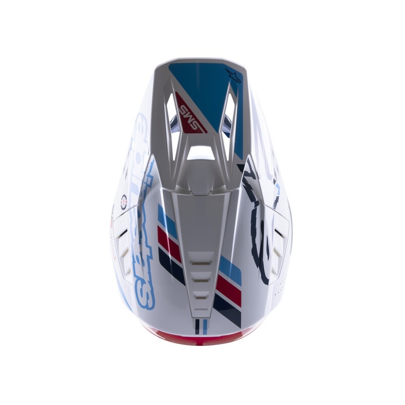 Motokrosová helma Alpinestars S-M5 Action bílo-modro-černo-tmavě červená